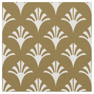 Art Deco Pattern 02 - White on Gold Fusion Fabric