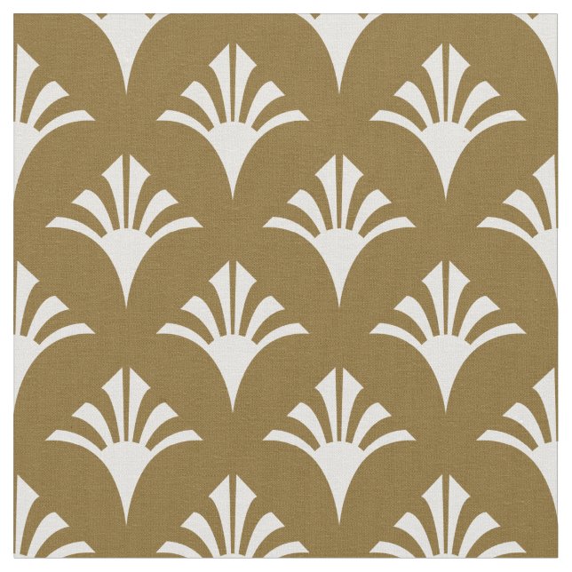 Art Deco Pattern 02 - White on Gold Fusion Fabric (Close Up)