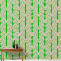 Art Deco Pattern 03 - Dark Lime Green on Off-White