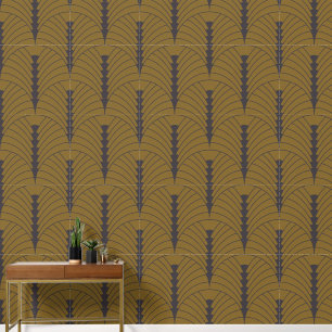 Art Deco Pattern 03 - Deco Black on Deco Gold Wallpaper