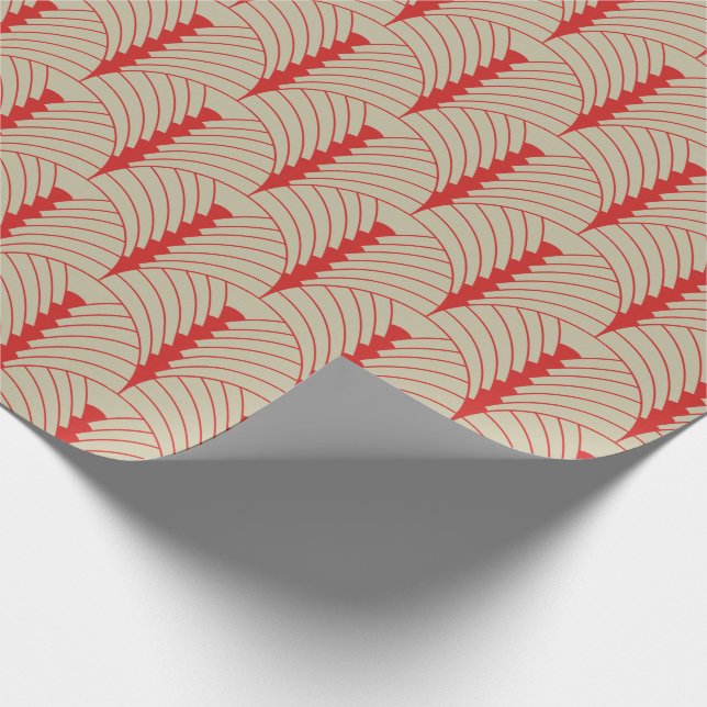 Art Deco Pattern 03 - Persian Red on Off-White Wrapping Paper (Corner)