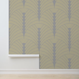 Art Deco Pattern 03 - Spanish Grey on Off-White Wallpaper
