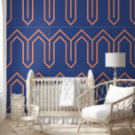 Art Deco Pattern 05 - Orange on Prussian Blue Wallpaper<br><div class="desc">Art Deco Pattern 05 - Orange on Prussian Blue</div>