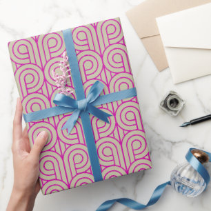 Art Deco Pattern 07 - Bold Magenta on Off-White Wrapping Paper