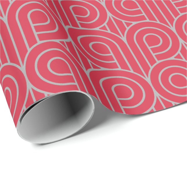 Art Deco Pattern 07 - Spanish Grey on Paradise Pin Wrapping Paper (Roll Corner)