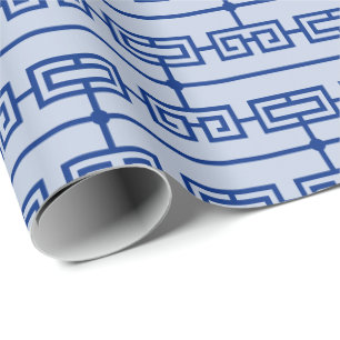 Art Deco Pattern 09 - Dark Blue on Lavender Blue Wrapping Paper