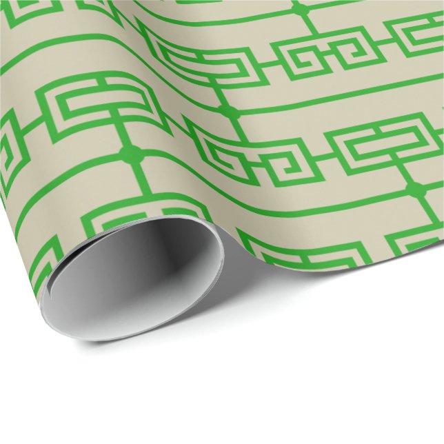 Art Deco Pattern 09 - Forest Green on Off-White Wrapping Paper (Roll Corner)