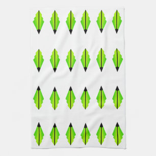 Art Deco pattern 3 in Light Green and Lime Tea Tow Kitchen Towel