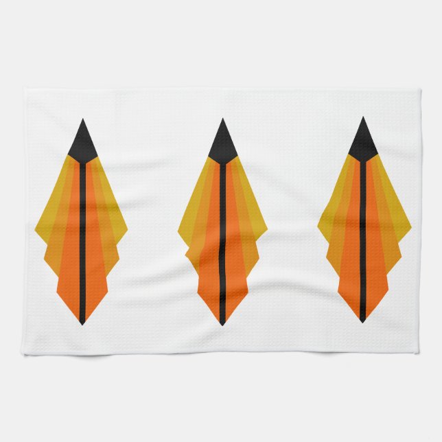Art Deco Pattern 3 in Orange Kitchen Towel (Horizontal)