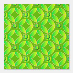 Art Deco pattern - bright green Wallpaper