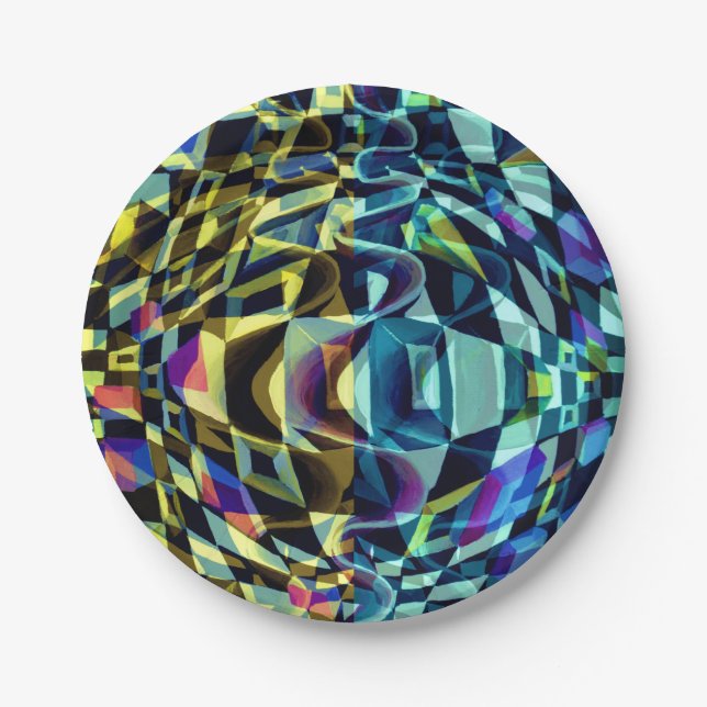 Art Deco pattern - depth and optical illusion Paper Plate (Front)