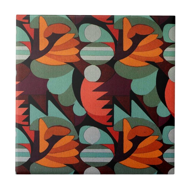 Art Deco Pattern  Design Ceramic Tile (Front)