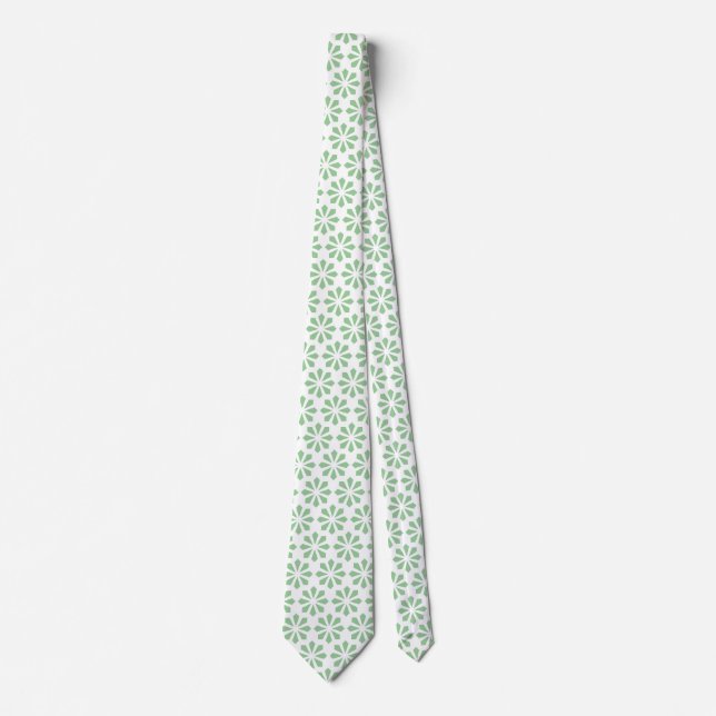 Art Deco Pattern - Faded Green on White Tie (Front)