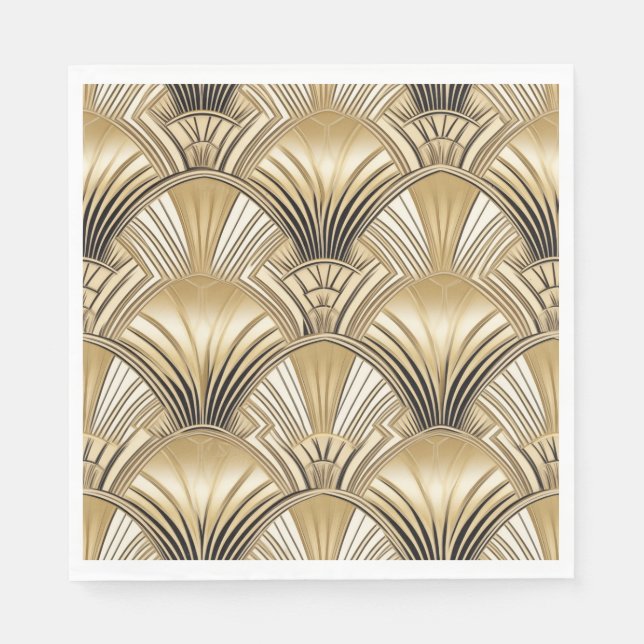 Art Deco pattern gold ivory  Napkin (Front)