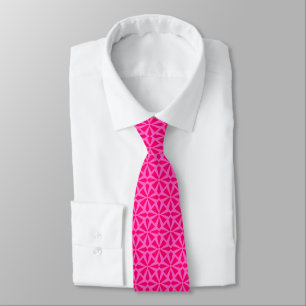 Art Deco Pattern II - Neon Red on Pink Tie