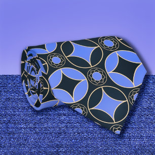 Art Deco pattern in blue and black no2 Tie