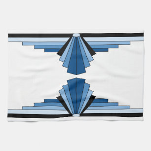 Art Deco Pattern in Blues Kitchen Towel