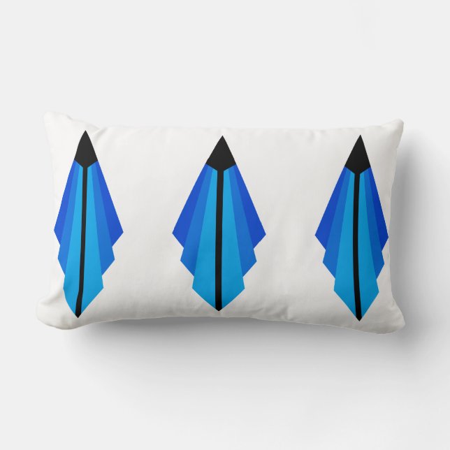 Art Deco Pattern in Blues Lumbar Pillow (Front)