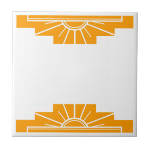 Art Deco Pattern in Bold Orange Tile