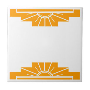 Art Deco Pattern in Bold Orange Tile
