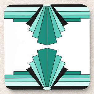 Art Deco Pattern in Greens Coaster