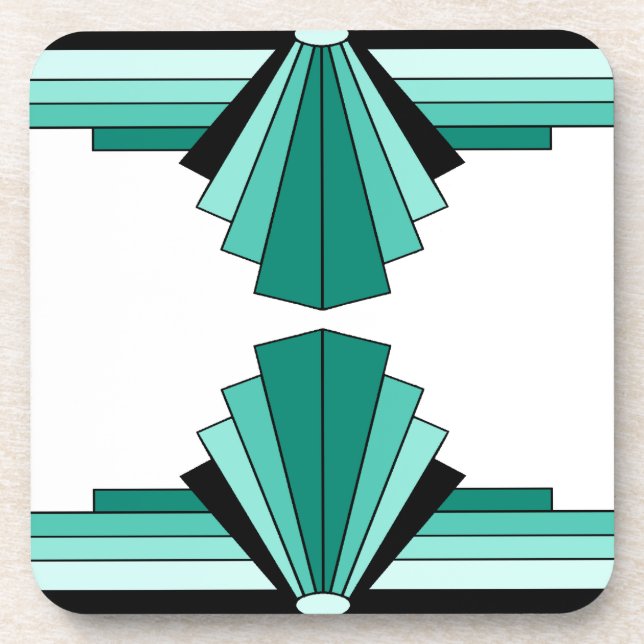 Art Deco Pattern in Greens Coaster (Front)