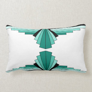 Art Deco Pattern in Greens Lumbar Pillow