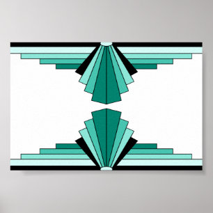 Art Deco Pattern in Greens Poster
