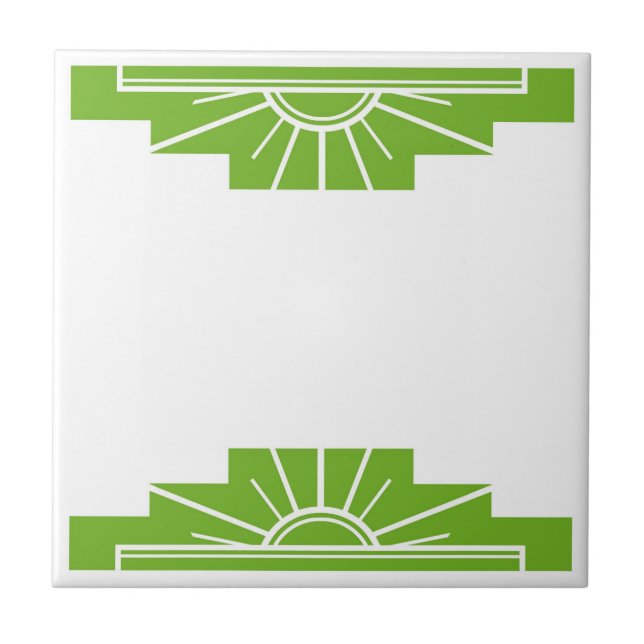 Art Deco Pattern in Lime Green Tile (Front)