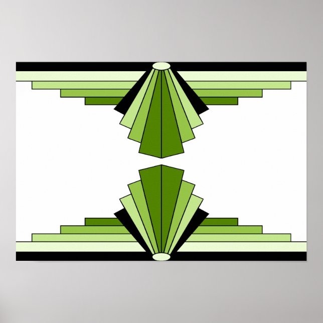 Art Deco Pattern in Limes Poster (Front)
