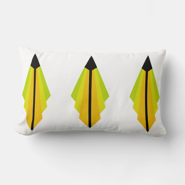 Art Deco Pattern in Orange and Lemon Lumbar Pillow (Front)