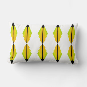 Art Deco Pattern in Orange, Lemon and Black Lumbar Pillow