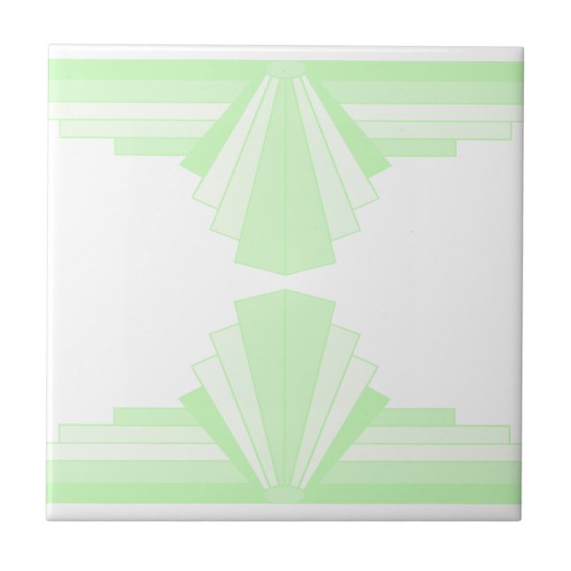 Art Deco Pattern in Pastel Green Tile (Front)