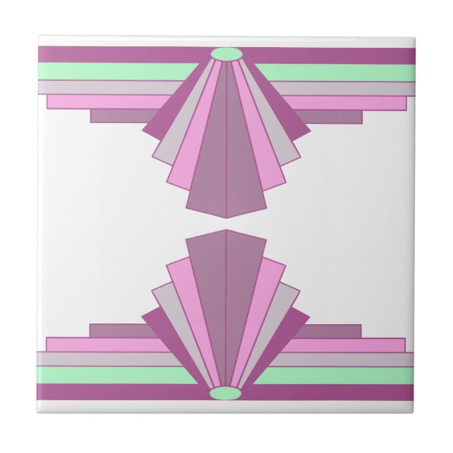 Art Deco Pattern in Pink & Green Tile (Front)