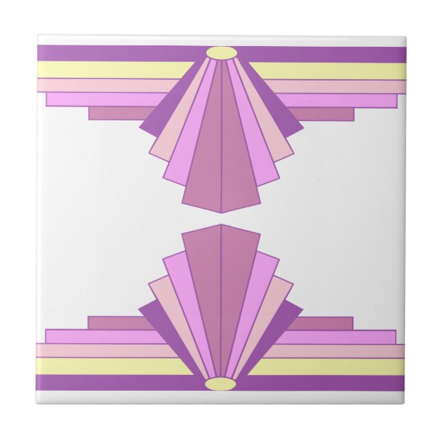 Art Deco Pattern in Pink & Purple Tile (Front)