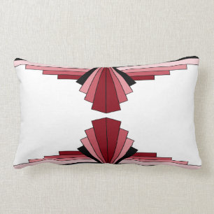 Art Deco Pattern in Reds Lumbar Pillow