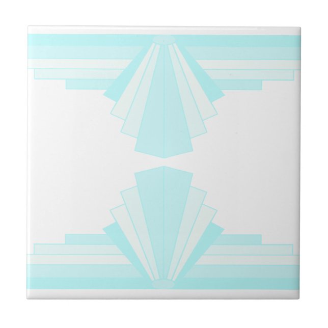 Art Deco Pattern in Soft Teal Tile (Front)