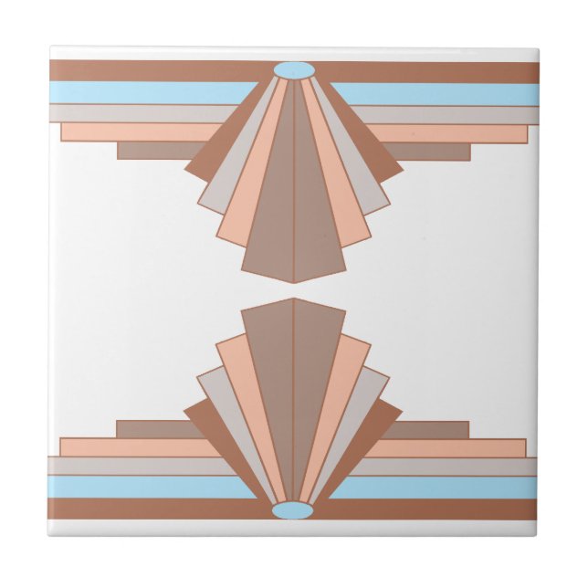 Art Deco Pattern in Tan & Blue Tile (Front)