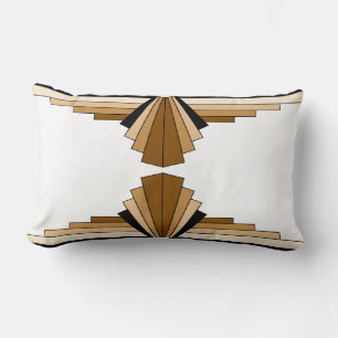 Art Deco Pattern in Tans, Browns and Black Lumbar  Lumbar Pillow