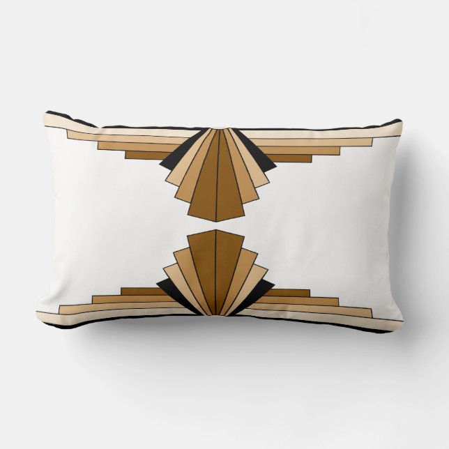 Art Deco Pattern in Tans, Browns and Black Lumbar  Pillow (Front)