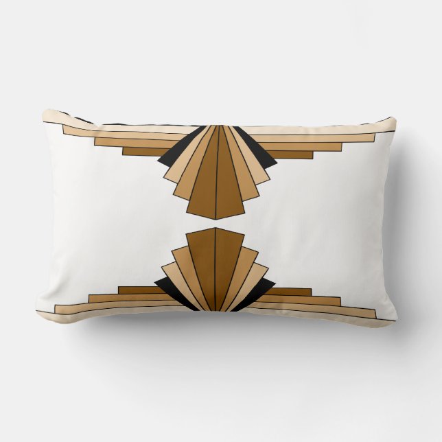 Art Deco Pattern in Tans Lumbar Pillow (Front)