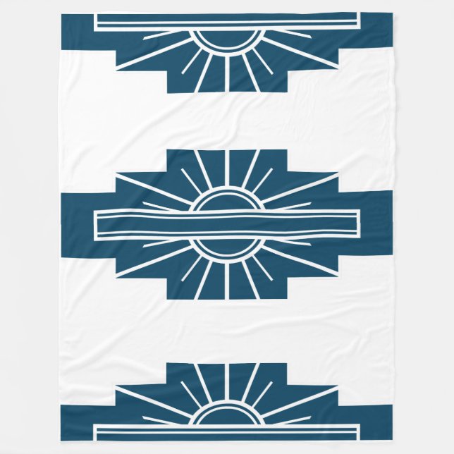 Art Deco Pattern in Teal Fleece Blanket (Front)