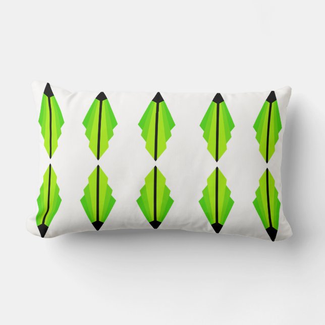 Art Deco Pattern in Yellow, Lime and Black Lumbar Pillow (Front)