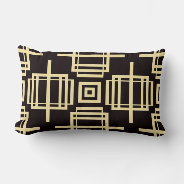 Art Deco Pattern Minimalistic Geometric Design Lumbar Pillow (Front)