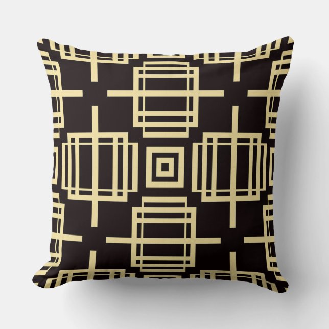 Art Deco Pattern Minimalistic Geometric Design  Throw Pillow (Front)