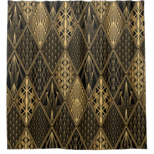 Art Deco Pattern. Seamless black and gold backgrou
