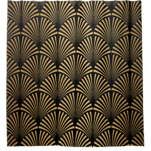 Art Deco Pattern. Seamless black and gold backgrou
