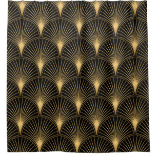 Art Deco Pattern. Seamless black and gold backgrou