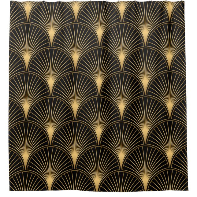 Art Deco Pattern. Seamless black and gold backgrou (Front)