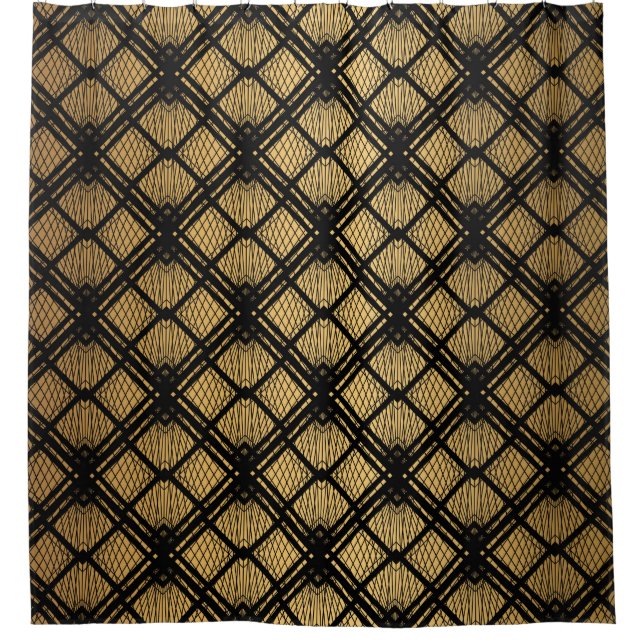 Art Deco Pattern. Seamless black and gold backgrou (Front)